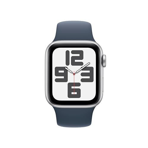 Apple Watch SE 2nd Generation (GPS) 40mm Silver Aluminum Case with Storm Blue Sport Band - S/M - MRE13LL/A