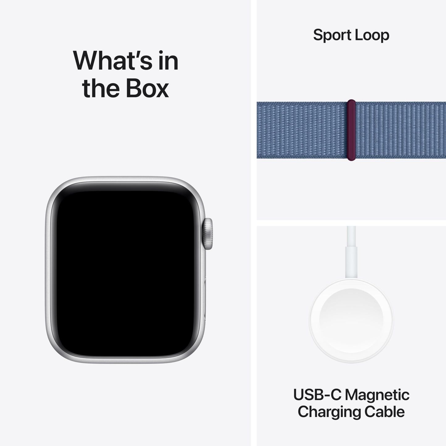 Apple Watch SE 2nd Generation (GPS + Cellular) 44mm Silver Aluminum Case with Winter Blue Sport Loop - MRHL3LL/A