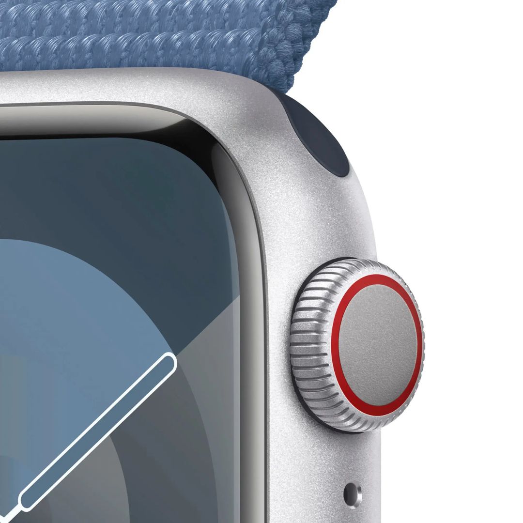 Apple Watch Series 9 (GPS+Cell) 41mm Aluminum Case w/ Winter Blue Sport Loop - MRHX3LW/A - No blood oxygen