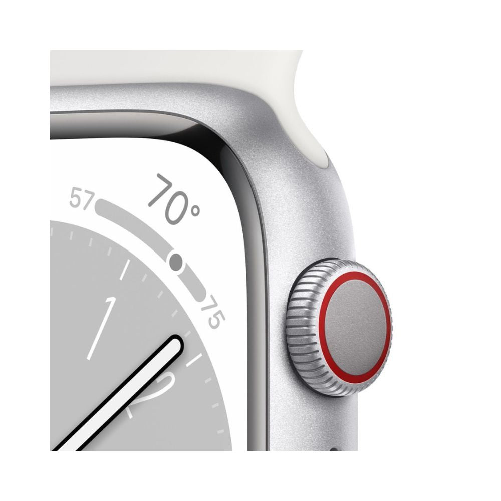 Apple Series 8 GPS+Cel 41mm Alum Case White Sport Band - White M/L - MP4F3LL/A