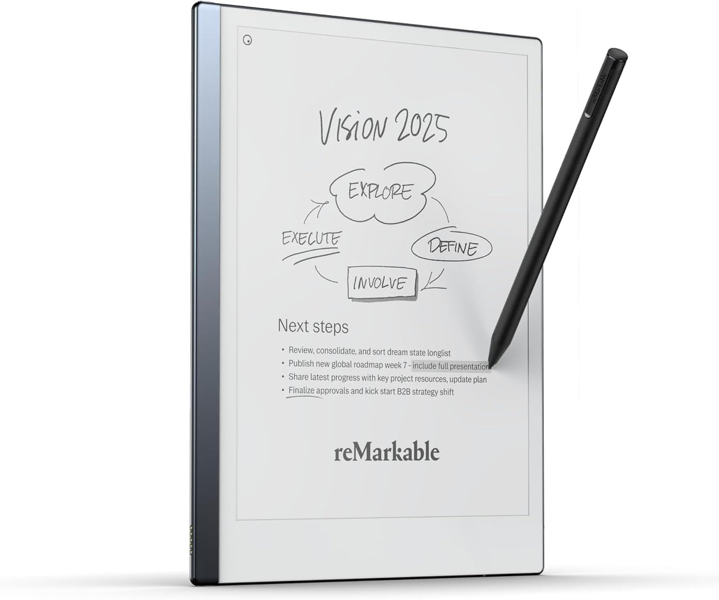 reMarkable 2 - 10.3 Paper Tablet with Black Marker Plus and Premium Leather Book Folio - Brown