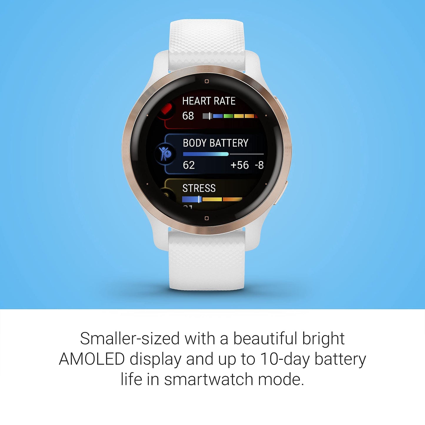 Garmin - Venu 2S GPS Smartwatch 28mm Polymer Rose Gold Bezel with White Case - 010-02429-03