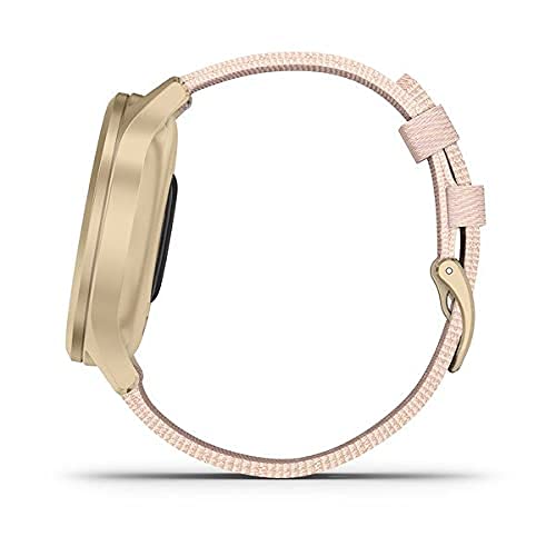 Garmin vivomove Style, Hybrid Smartwatch , Gold with Pink Woven Nylon Band - 010-02240-02