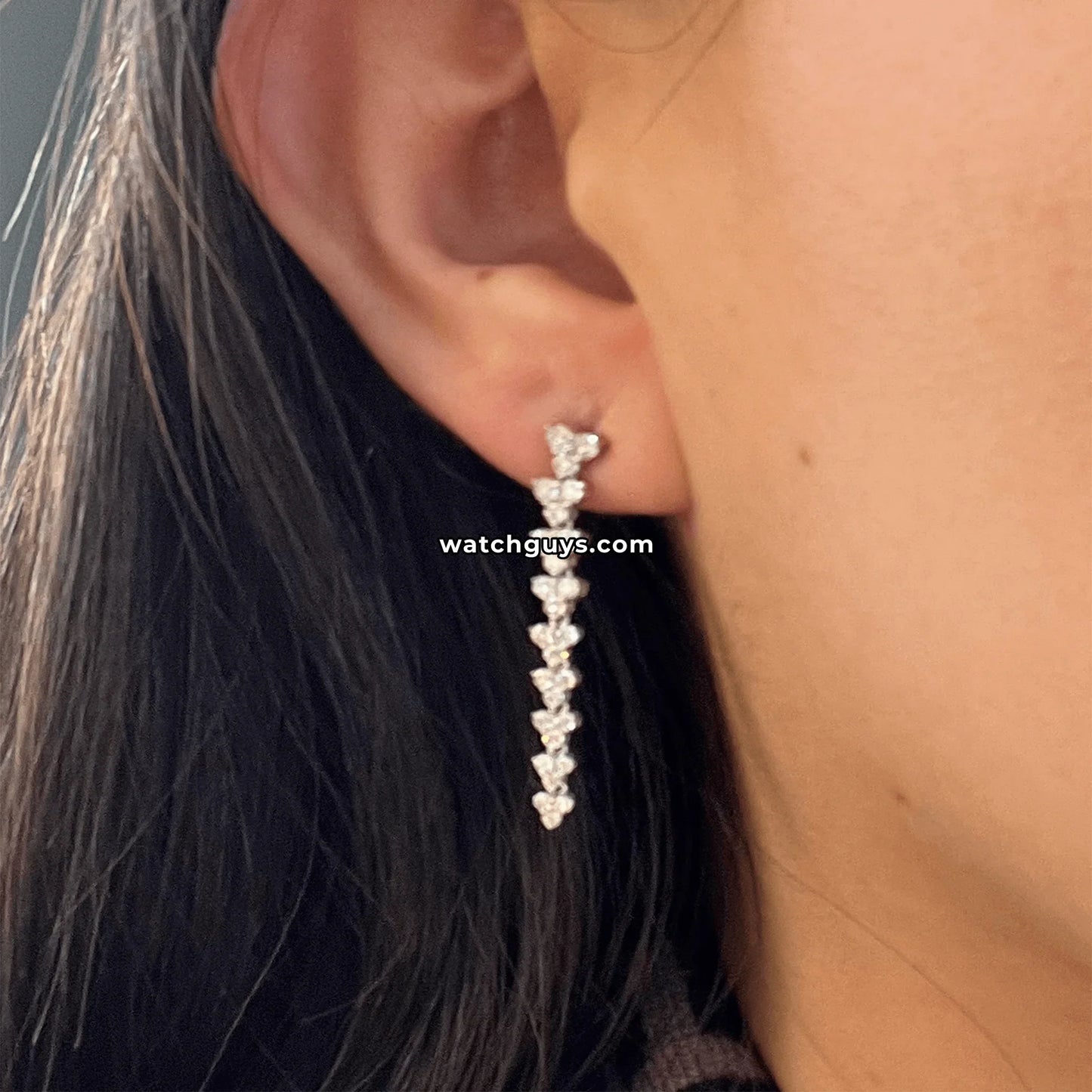 Diamond Drop Earrings 1.26 Carat TW 14k White Gold