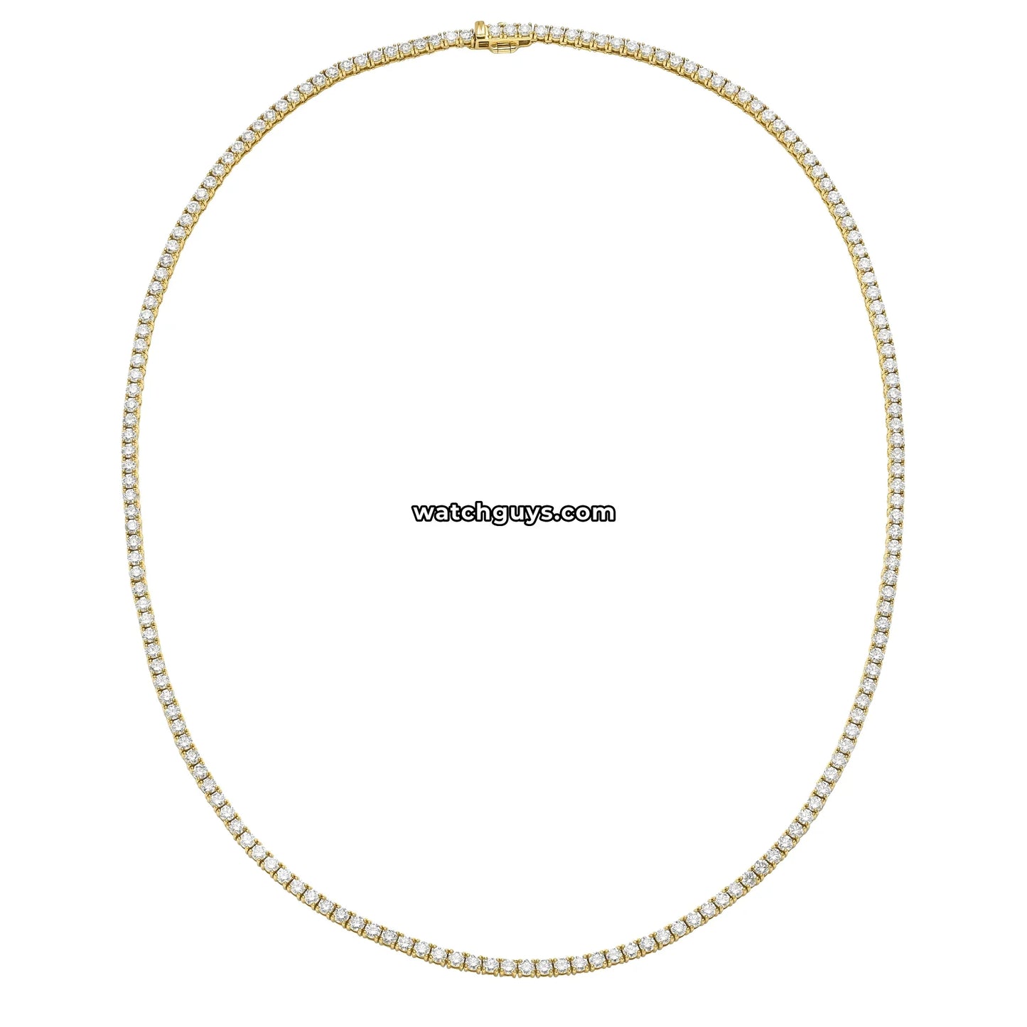 Diamond Tennis Necklace 9.81 Carat TW 18k Yellow Gold
