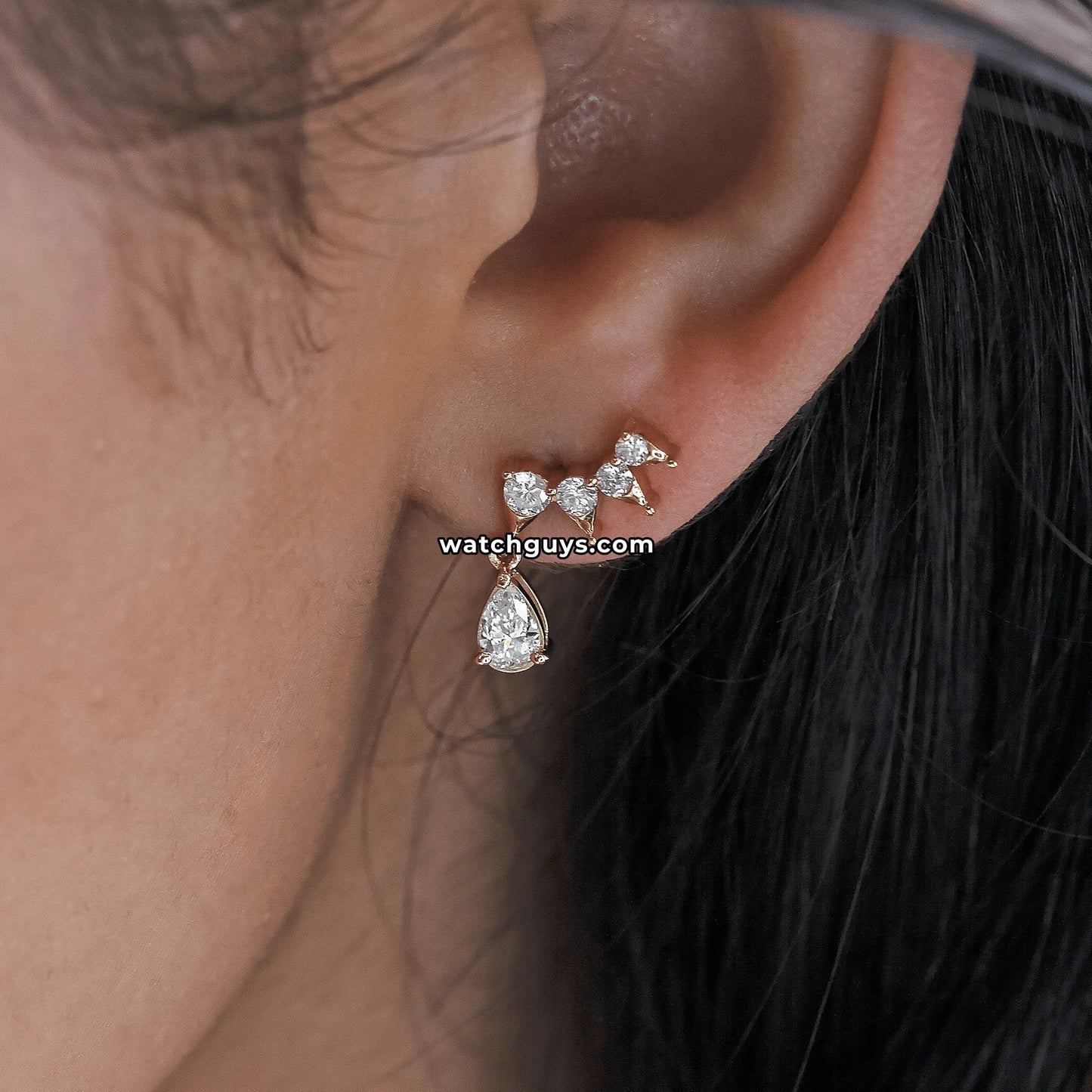 Pear Diamond Drop Earrings 18k Yellow Gold