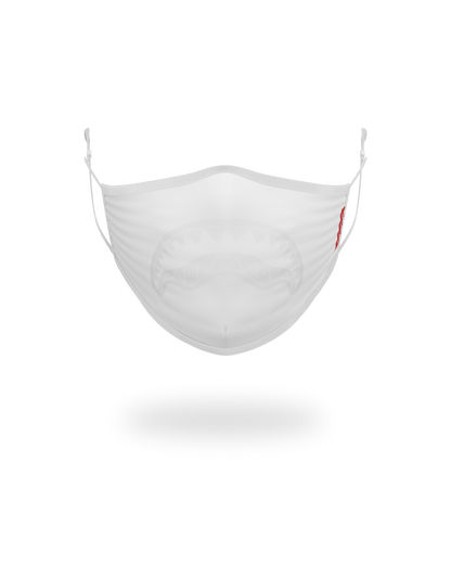 ADULT WHITE ON WHITE SHARK FORM-FITTING FACE MASK