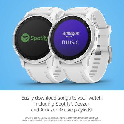 Garmin fenix 6S Smartwatch 42mm Polymer -White with White Silicone Band - 010-02159-00