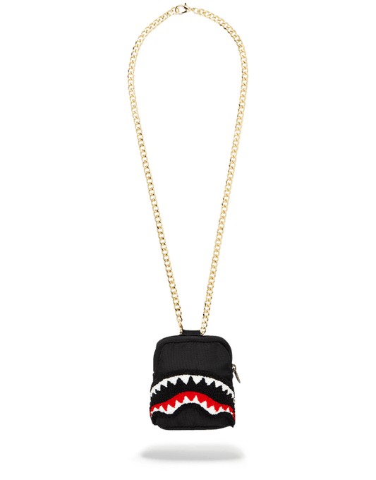 BLACK CHENILLE SHARK BACKPACK CHAIN