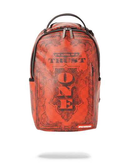 IN GOD WE TRUST RED BACKPACK (ONE OF ONE)