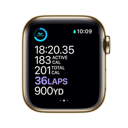 Apple Watch Series 6 (GPS + Cel) 40mm Gold SS Case with Cyprus Green Sport Band - M02W3LL/A