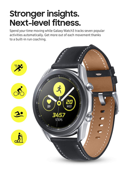 Samsung Galaxy Watch3 SM-R850 41mm Mystic Silver Stainless Steel Case with Black - SM-R850NZSAXAR