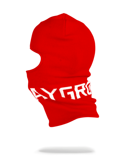 RED SPRAYGROUND LOGO SKI MASK