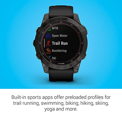 Garmin Fenix 7 Sapphire Solar GPS Smartwatch - 47mm - Carbon Gray DLC Titanium w/ Black Band