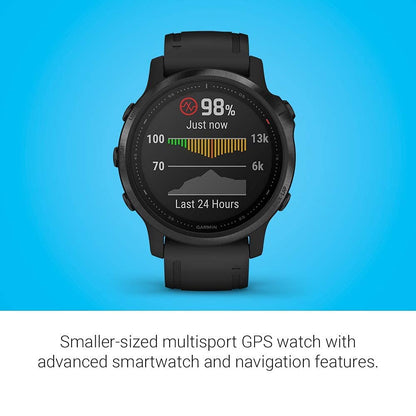 Garmin f?nix 6S Pro Smartwatch 42mm Black with Black Silicone Band - 010-02159-13