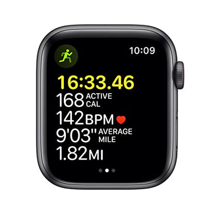 Apple Watch SE (GPS + Cellular, 44mm) Space Gray Aluminum Case with Tornado/Grey Sport Loop - MKRT3LL/A