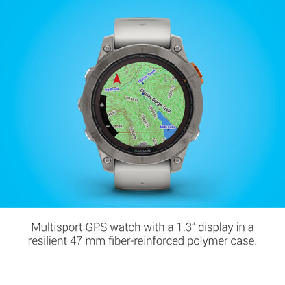 Garmin - fenix 7 Pro Sapphire Solar GPS Smartwatch 47 mm Fiber-reinforced polymer - Fog Gray/Ember Orange/Titanium - 010-02777-20