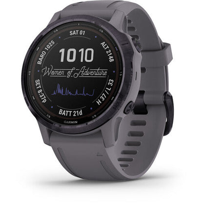 Garmin fenix 6 Multisport GPS Smartwatch 42mm, Solar, Amethyst Steel Shale Gray Band - 010-02409-14