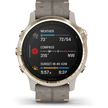 Garmin fenix 6S Sapphire Multisport GPS Smartwatch 42mm - Light Gold / Shale - 010-02159-39