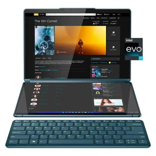 Lenovo Yoga Book 9i 2-in 113.3" 2.8K Dual Screen OLED Touchscreen Laptop -  Intel Core i7-1355U - 16GB RAM - 512GB NVMe - Tidal Teal - 82YQ0007US w/ Accessories