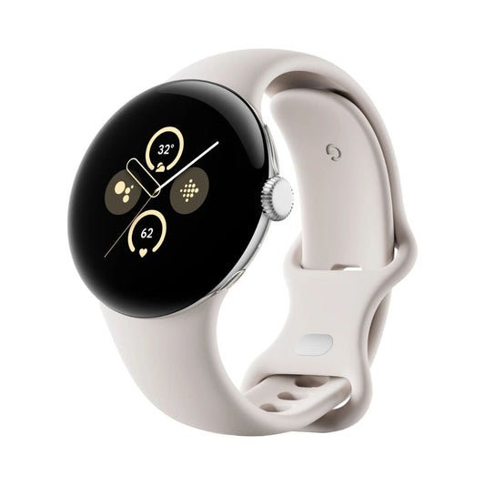 Google - Pixel Watch 2 Polished Silver Aluminum Case Smartwatch with Porcelain Active Band - Wi-Fi - GA05031-US