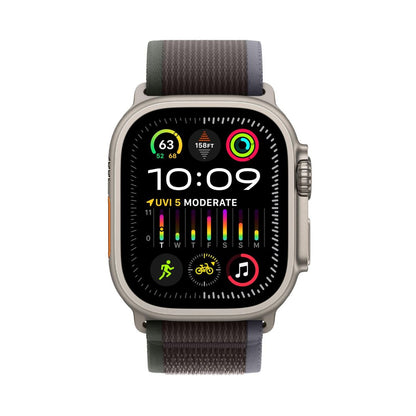 Apple Watch Ultra 2 (GPS + Cellular 49mm) Rugged Titanium Case with Blue/Black Trail Loop, M/L - MRF63LL/A
