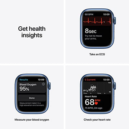 Apple Watch Series 7 (GPS) 41MM Aluminum Case w/Abyss Blue Sport Band - Blue - MKN13LL/A