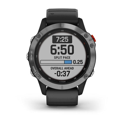 Garmin Fenix 6 Solar 47mm Smart Watch - Silver with Black Band - 010-02410-00