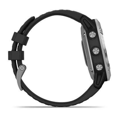 Garmin Fenix 6 Solar 47mm Smart Watch - Silver with Black Band - 010-02410-00
