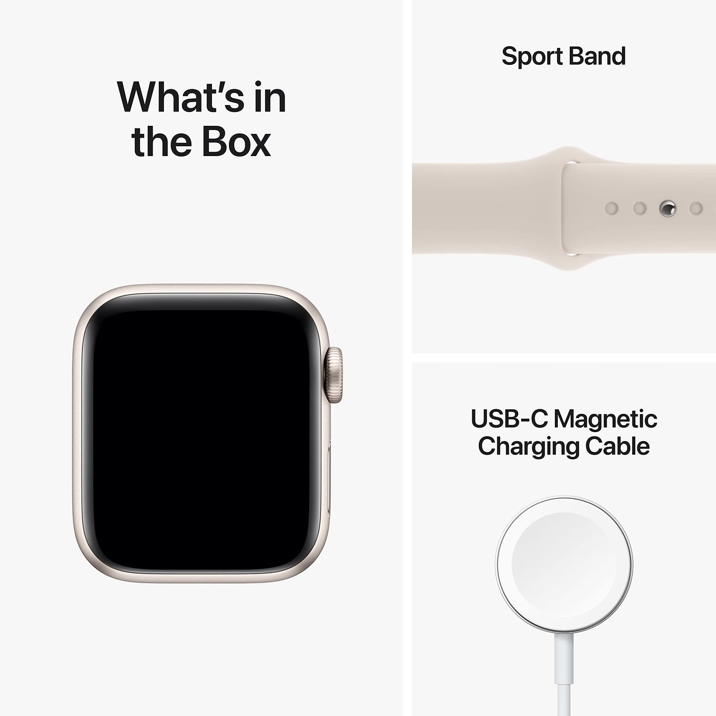 Apple Watch SE 2nd Generation (GPS) 40mm Aluminum Case with Starlight Sport Band - M/L - Starlight -