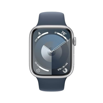 Apple Watch Series 9 (GPS + Cell) 45mm Silver Aluminum Case w/ Storm Blue Sport Band - S/M