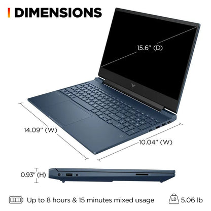 HP Victus 15.6" FHD 144Hz Gaming Laptop - Intel Core i5-12450H - 32GB RAM - RTX 3050 - 512GB SSD - Performance Blue - 15-fa0033dx