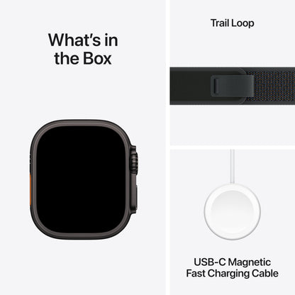Apple Watch Ultra 2 (GPS + Cell) 49mm Black Titanium Case w/ Black Trail Loop S/M