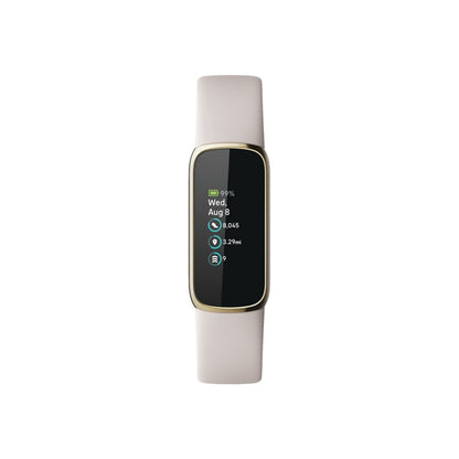 Fitbit Luxe Fitness & Wellness Tracker ? Soft Gold Case with White Band ? FB422GLWT