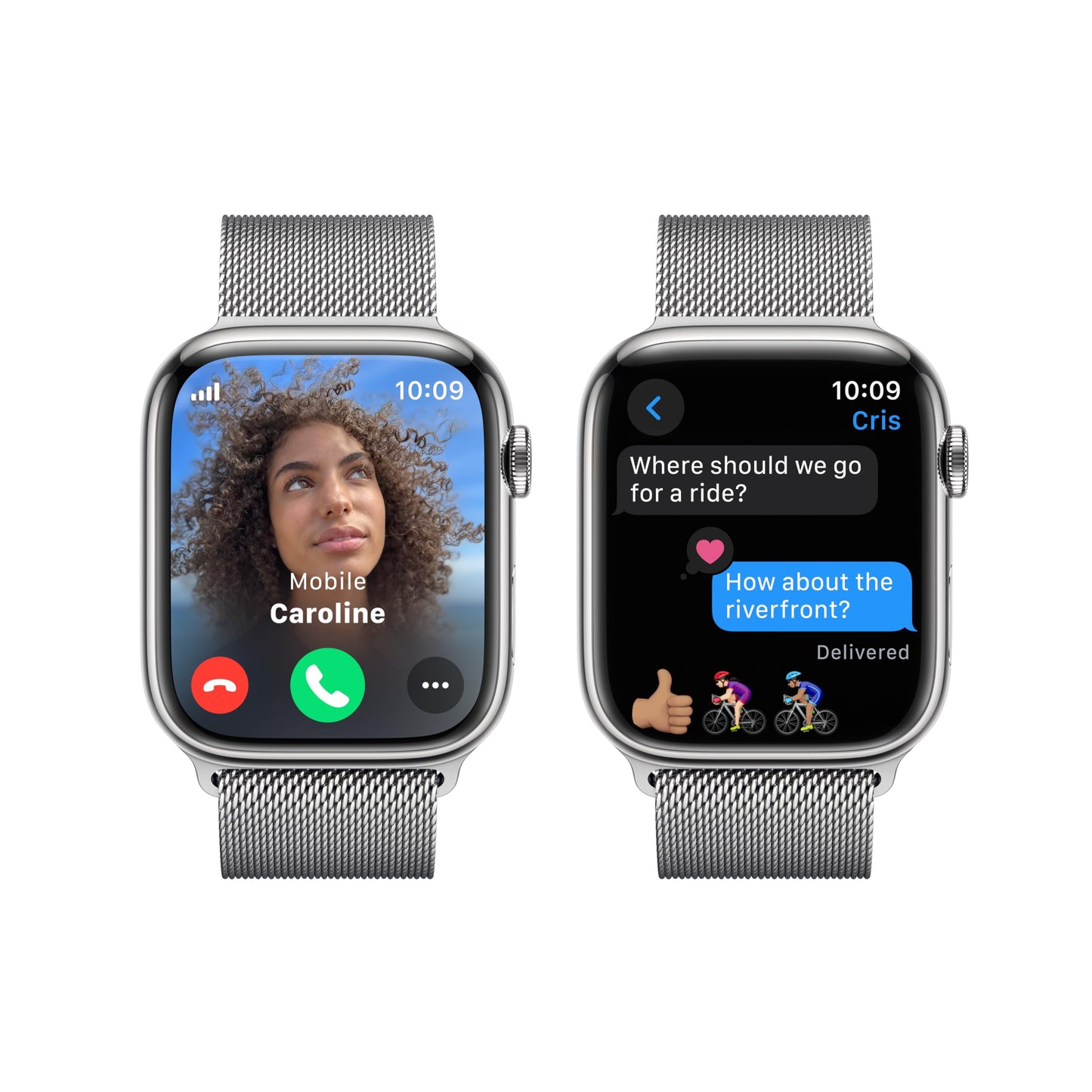 Apple Watch Series 9 (GPS + Cellular) 45mm Silver Stainless Steel Case with Silver Milanese Loop