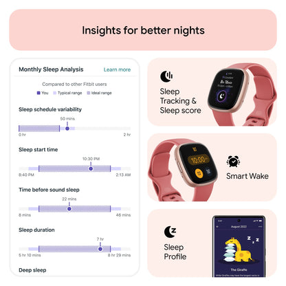 Fitbit Versa 4 Fitness Smartwatch ? Copper Rose Aluminum Case with Pink Sand Band ? FB523RGRW-US