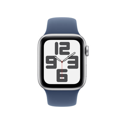 Apple Watch SE 2nd Generation (GPS) 40mm Aluminum Case with Denim Sport Band - S/M - Silver - (2024) - MXEC3LL/A