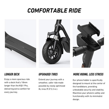 NIU - KQi 100F Foldable Electric Kick Scooter w/ 15.5 mi Max operating Range & 15.5 mph Max Speed - Gray - KCT34GG1A11 - Excellent Condition