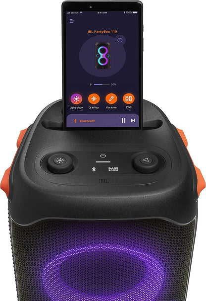 JBL PartyBox 110 ? Portable Bluetooth Party Speaker with Built-in Lights ? Black ? JBLPARTYBOX110AM