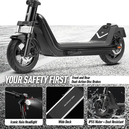 NIU KQi 300P Foldable Electric Kick Scooter W/ 30 mi Max Range & 20 mph Max Speed - Black