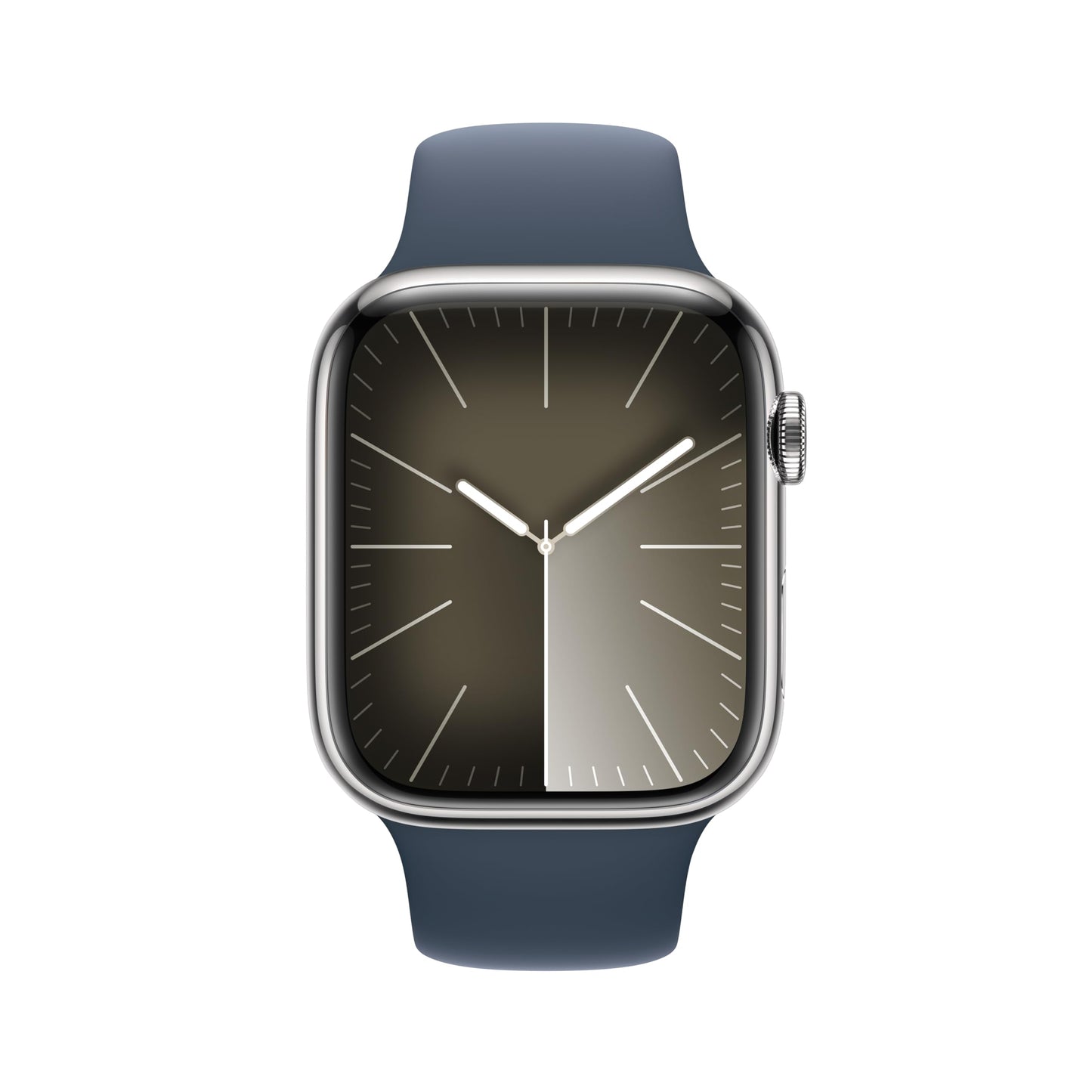 Apple Watch Series 9 GPS + Cellular 45mm Silver Stainless Case with Storm Blue Sport Band - M/L - MRMP3LL/A