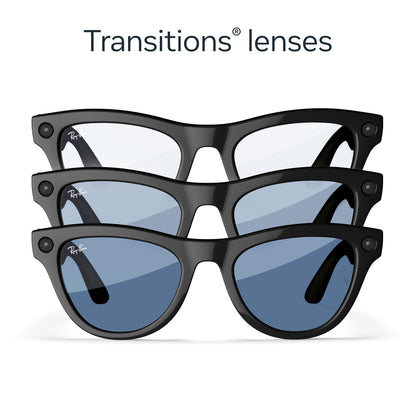 Ray-Ban Meta Skyler Glasses with Meta AI ? Audio, Photo, and Video Compatibility ? Transitions Cerulean Blue Lenses ? Shiny Black ? 601/MF52