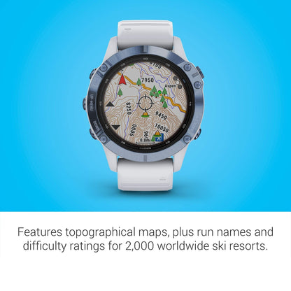 Garmin Fenix 6 Pro Solar ? 47mm Titanium ? Mineral Blue Case with Whitestone Band ? 010-02410-18