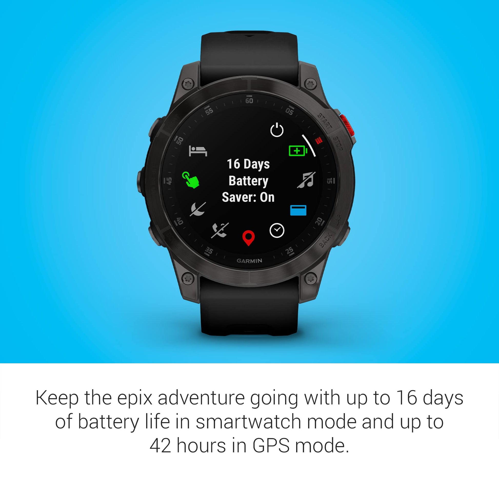 Garmin epix (Gen 2) GPS Smartwatch ? 47mm ? Fiber-Reinforced Polymer with Titanium Bezel ? 010-02582-10
