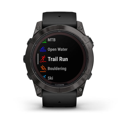 Garmin f?nix 7X Pro Sapphire Solar GPS ? Carbon Gray DLC Titanium with Black Silicone Band ? 010-02778-10