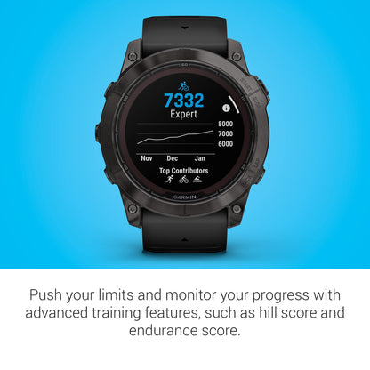 Garmin f?nix 7X Pro Sapphire Solar GPS ? Carbon Gray DLC Titanium with Black Silicone Band ? 010-02778-10