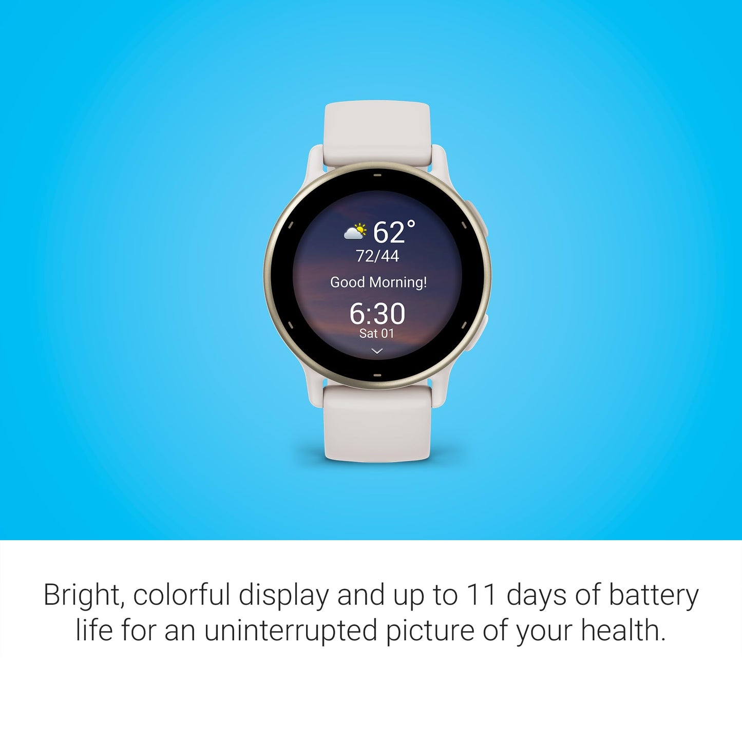Garmin Vivoactive 5 GPS Smartwatch ? 42mm Cream Gold Aluminum with Ivory Silicone Band ? 010-02862-11