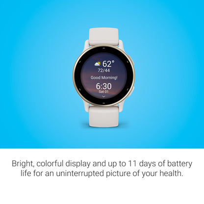 Garmin Vivoactive 5 GPS Smartwatch ? 42mm Cream Gold Aluminum with Ivory Silicone Band ? 010-02862-11
