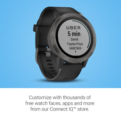Garmin Vivoactive 3 43mm Slate Stainless Steel with Black Case w/ Black Silicone Band - 010-01769-11