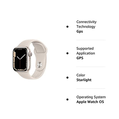 Apple Watch Series 7 (GPS, 41mm) Starlight Aluminum Case with Starlight Sport Band, Regular - MKMY3LL/A